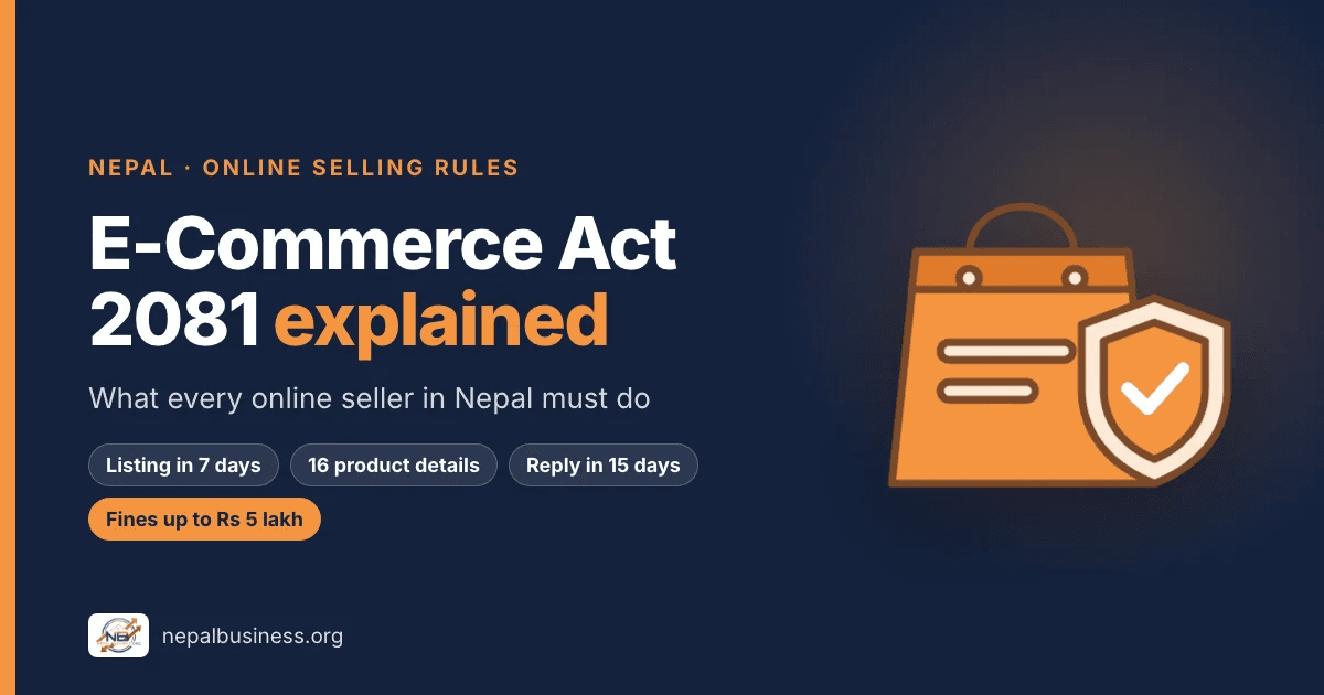 Online shopping bag with a compliance check shield — E-Commerce Act 2081 Nepal